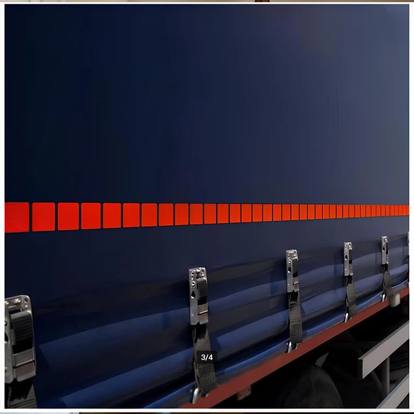 Tüvtürk Onaylı 1 Metre Kırmızı Parçalı Reflektörlü Reflektif Fosforlu Şerit Bant Kesikli İkaz Bandı - 3