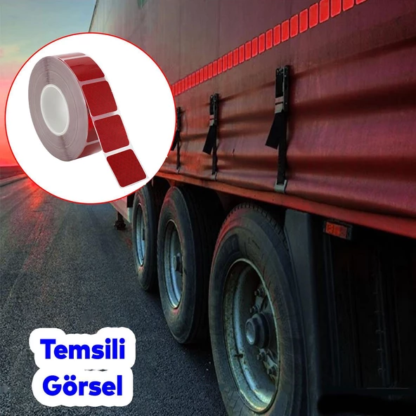 Tüvtürk Onaylı 1 Metre Kırmızı Parçalı Reflektörlü Reflektif Fosforlu Şerit Bant Kesikli İkaz Bandı - 2