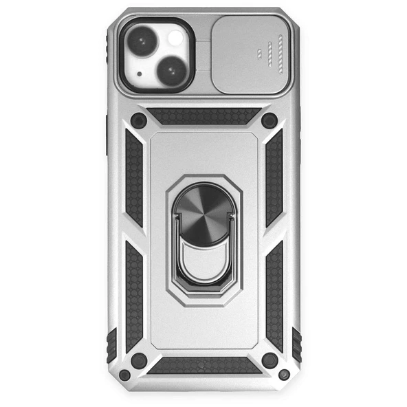 Apple iPhone 14 Plus Kılıf Kamera Korumalı Sürgülü Yüzüklü Standlı Tank - 2