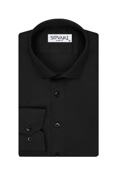 Armür Desenli Slim Fit Beyaz Erkek Gömlek - Resim 4