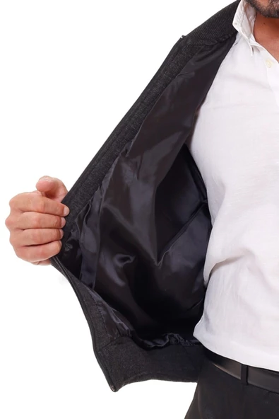 Erkek Lacivert Astarlı Çelik Örgü Hırka Düzastarlı1 - 7