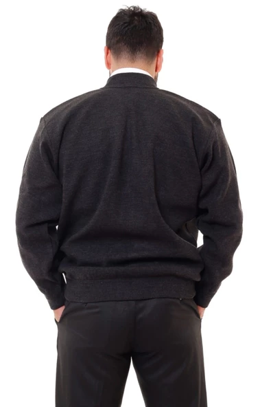 Erkek Lacivert Astarlı Çelik Örgü Hırka Düzastarlı1 - 9