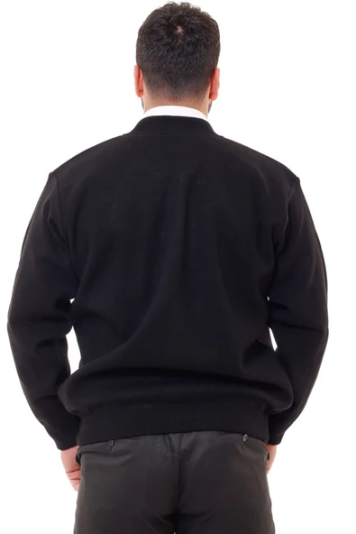 Erkek Lacivert Astarlı Çelik Örgü Hırka Düzastarlı1 - 3