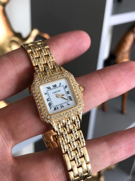 Cartier Panthere Lady Pırlantalı 18K Altın Kadın Saati 22 mm - Resim 4