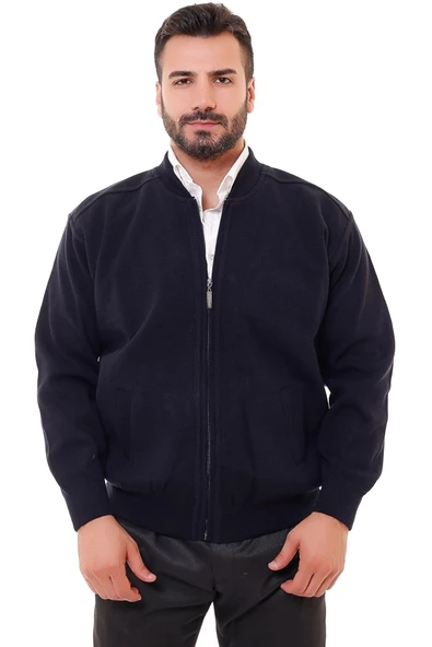 BLUESMODA ASTARLI CEPLİ FARMUARLI ÇELİK ÖRME CEKET HIRKA SİYAH - 3