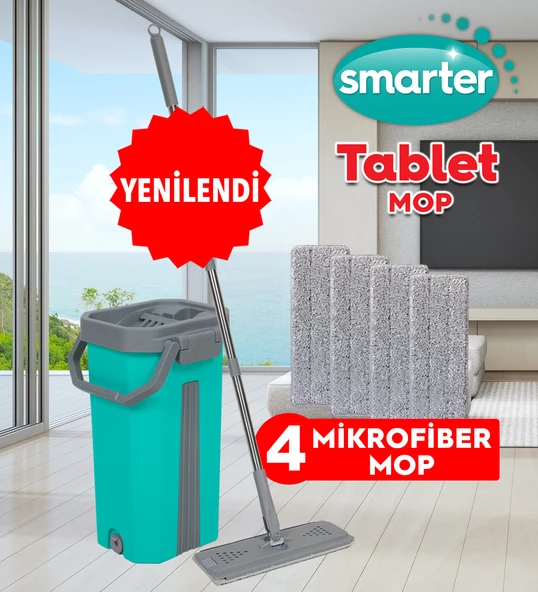 SMARTER TABLET MOP 4 ADET MİKROFİBER MOP TEMİZLİK SETİ (Yeşil)