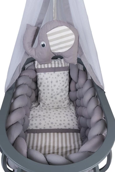 TommyBaby Lina Sepet Beşik Ahşap Beşik Örgülü Uyku Setli Doğal Ahşap Beşik - 7