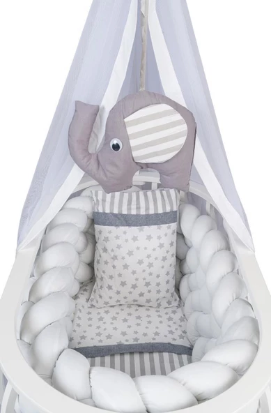 TommyBaby Lina Sepet Beşik Ahşap Beşik Örgülü Uyku Setli Doğal Ahşap Beşik - 11