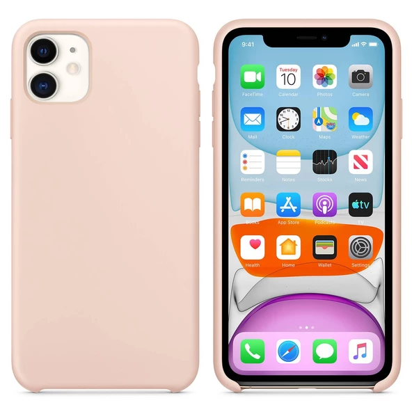 Apple iPhone 11 Altı Açık Liquit Lansman Silikon Toz Pembe