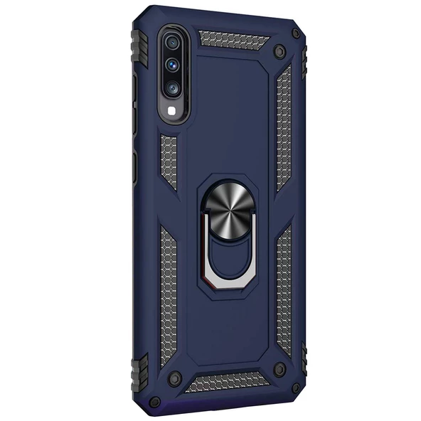 Samsung Galaxy A50 (A505F) Yüzüklü Tank Kılıf Lacivert - 2