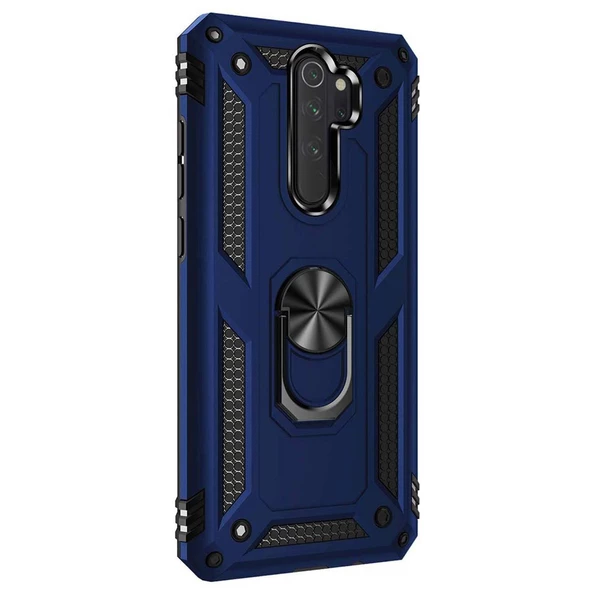 Xiaomi Redmi Note 8 Pro Yüzüklü Tank Kılıf Lacivert