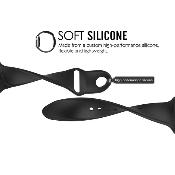 Apple Watch Series 6 44 MM Silikon Kordon Pudra - 5