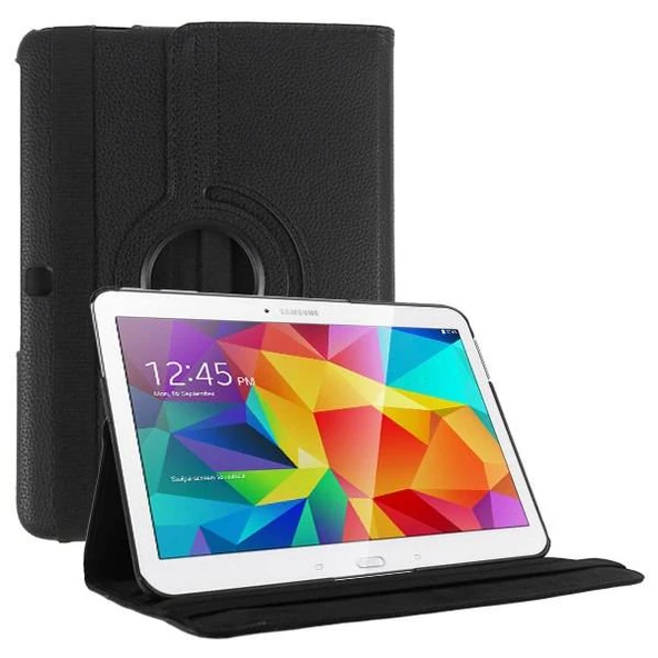 Samsung Galaxy Tab4 10.1'' T530 Deri Kapaklı 360 Kılıf Siyah