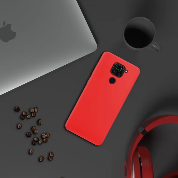Xiaomi Redmi Note 9 İnce Mat Silikon Kılıf Kırmızı - Resim 2