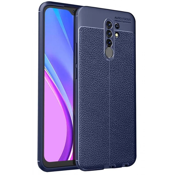 Xiaomi Redmi 9 Deri Görünümlü Silikon Lacivert