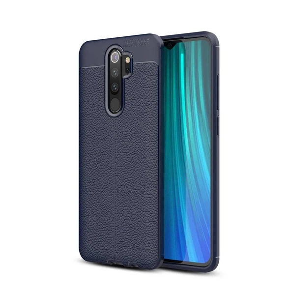 Xiaomi Redmi Note 8 Pro Deri Görünümlü Silikon Lacivert