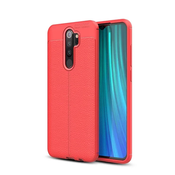 Xiaomi Redmi Note 8 Pro Deri Görünümlü Silikon Kırmızı