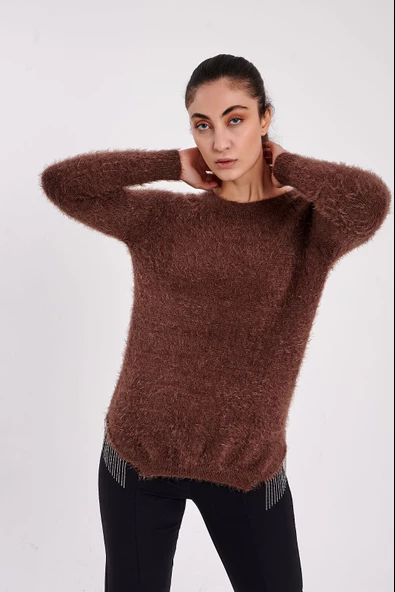 Modatalika Kadın Yanları Zincir Detaylı Triko Kazak - Resim 3