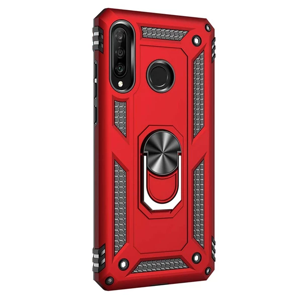 Huawei P30 Lite Yüzüklü Tank Kılıf Bordo