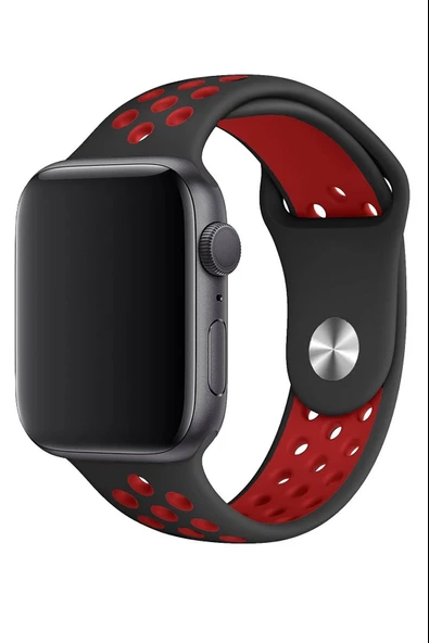 Apple Watch Series 4 38 MM Fileli Kordon Siyah-Kırmızı - Resim 3