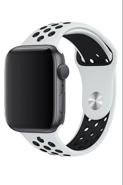 Apple Watch Series 6 42 MM Fileli Kordon Beyaz-Siyah - Resim 2