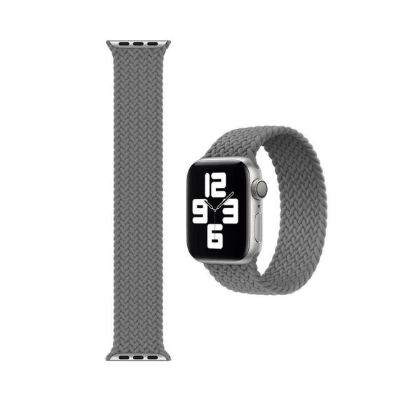 Apple Watch 2 42 MM Tek Parça SMALL Hasır Kordon Gri - 2