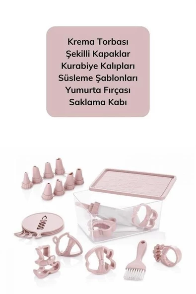 BUFFER® 22 Parça Plastik Kolay Kullanımlı Pasta Kek Şekilli Kurabiye Seti - 6