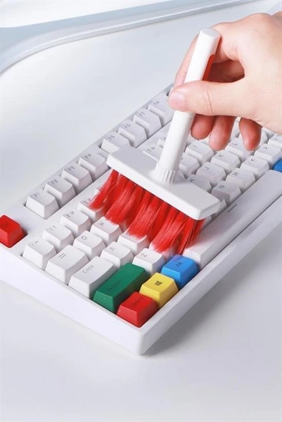 BUFFER® Çok Amaçlı Kırmızı Hassas Fırça Başlıklı  Bilgisayar Laptop Temizleme Fırçası - Resim 9