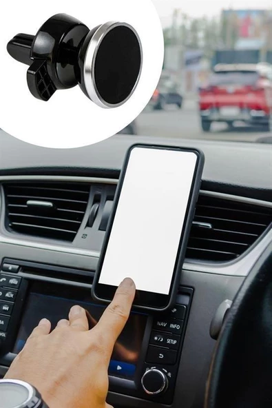 Araç İçi Izgaraya Takılan Telefon Tutucu Mıknatıslı Döndürülebilir Telefon Tutucu Yuvarlak Model - 8