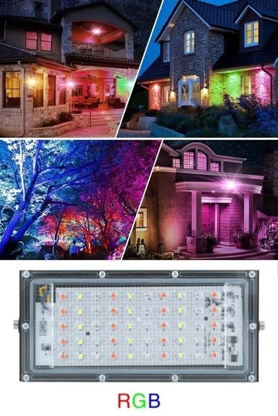 BUFFER® Kumandalı Led Işık Dış Cephe Aydınlatması Çok Renkli RGB Led Panel Işık PartiLed Aydınlatma - 10