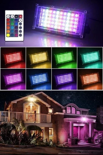 BUFFER® Kumandalı Led Işık Dış Cephe Aydınlatması Çok Renkli RGB Led Panel Işık PartiLed Aydınlatma - 9