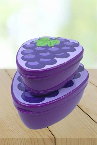 BUFFER® 2'li İç İçe Geçebilen Üzüm Model Saklama ve Beslenme Kabı Seti (550 ml + 250 ml) - 5