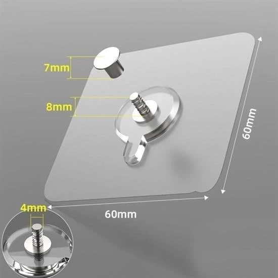 BUFFER® Süper Güçlü Çerçeve Askısı Pin Delgisiz Vidalı Tırnak Kanca Yapışkanlı Raf Tutucu Askı 5li - 5