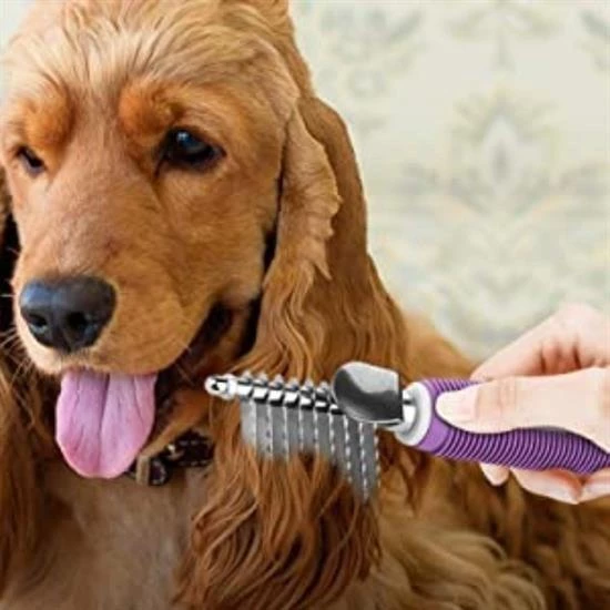 BUFFER® Düğüm Açıcı Pet Fırçası Emniyetli Uzun ve Çelik Dişli Kedi Köpek Tüy Kıtık Açma Tarağı - 2