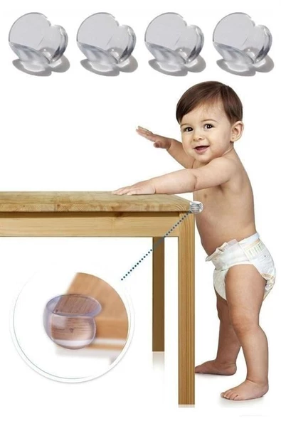 BUFFER® Bebek Çocuk Yumuşak ve Esnek Dairesel Şeffaf Yapışkanlı Güvenlik Köşe Koruyucu (4 Adet) - 6