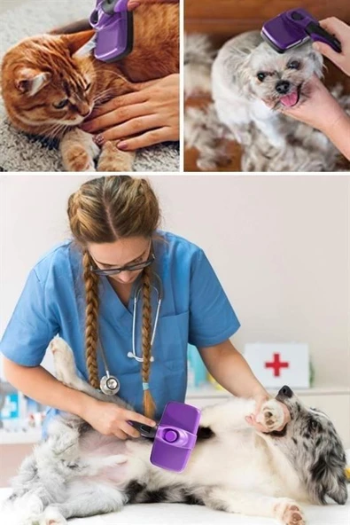 BUFFER®  Otomatik Temizlenebilen Tuşlu Pratik Kedi Köpek Tüy Toplama Fırçası - 10