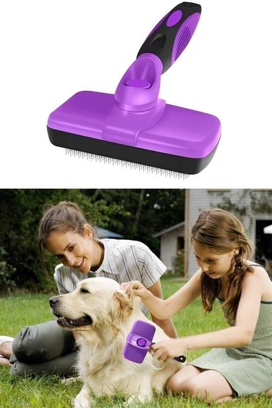BUFFER®  Otomatik Temizlenebilen Tuşlu Pratik Kedi Köpek Tüy Toplama Fırçası - 9