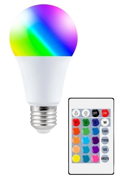 BUFFER® 9w Uzaktan Kumandalı 15 Farklı Renk Seçenekli Led Ampul - 5