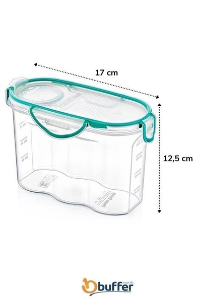 BUFFER® Kilitli Kapaklı Contalı Hava,Su Sıvı Geçirmez 1,2 Litre Erzak Saklama Kabı-SA580 - 8