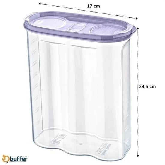 BUFFER® 2 Kapaklı Ölçekli Erzak Kuru Gıda Saklama Kutusu Kabı 2,4 Litre-SA940 - 4