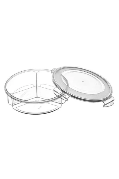 BUFFER® 3 Bölmeli Sızdırmaz Contalı Kilitli Kapaklı 1,35 Litre yuvarlak Erzak Saklama Kabı LC-500 - 10