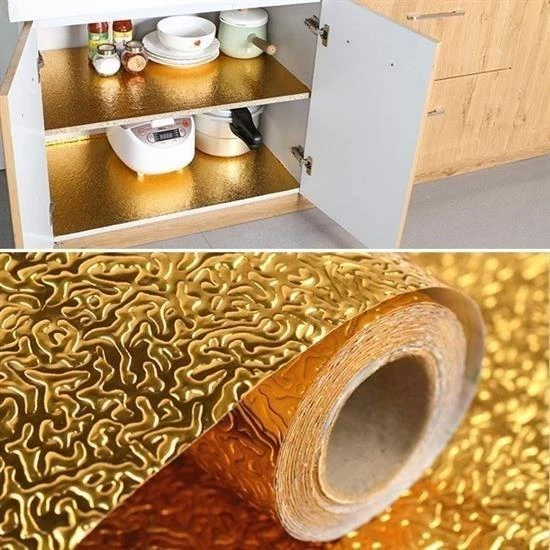 BUFFER® 10 Metre Kendinden Yapışkanlı Silinebilir Mutfak Tezgah Üstü Sticker Folyo Gold Renk - 6