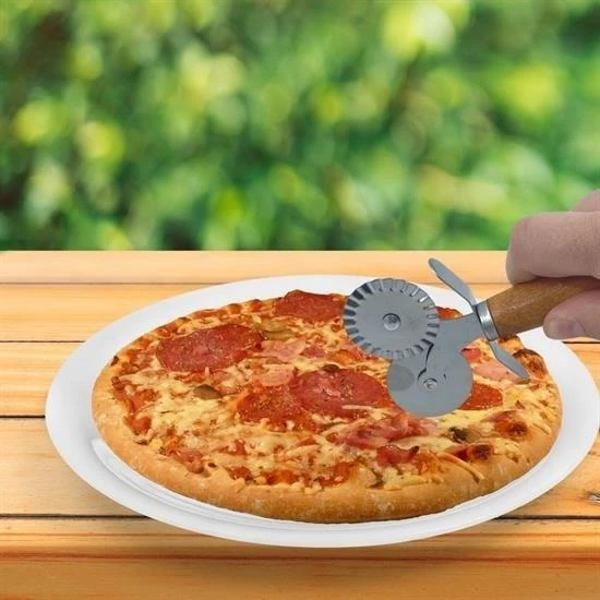 BUFFER® Ahşap Saplı 2li Hamur Kesme Ruleti Düz ve Dalgalı Pizza Börek Kesici Aparatı - 2