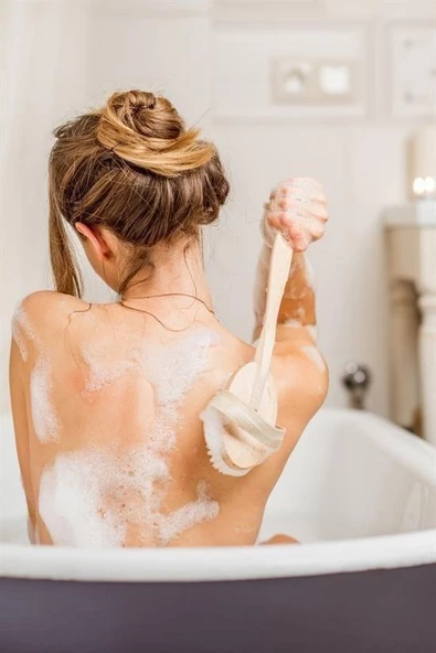 BUFFER® Doğal At Kılı Selülit Karşıtı Sapı Çıkabilen Ahşap Banyo Fırçası - 9