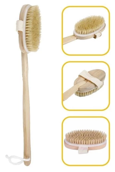 BUFFER® Doğal At Kılı Selülit Karşıtı Sapı Çıkabilen Ahşap Banyo Fırçası - 8