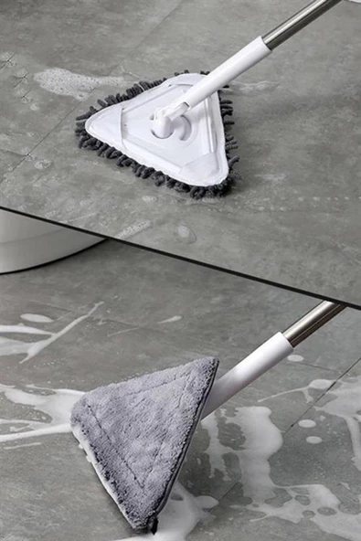 BUFFER® Teleskopik Saplı 150 cm Üçgen Mop Cam Duvar Tavan Fayans Parke Temizleyici Mop - Resim 9