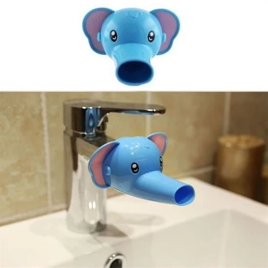 BUFFER® Çocuklar İçin Eğitici ve Güvenli Musluk Uzatıcı Genişletici Başlık Aparatı Fil Figürlü - 3