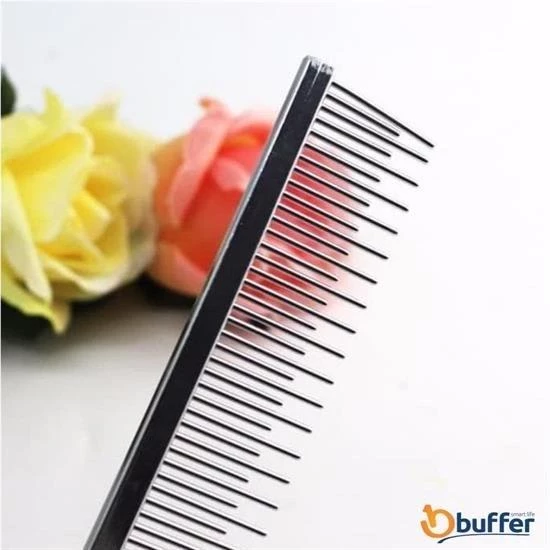 BUFFER® Tüy Açıcı Kedi Köpek Tarağı Tek Taraflı Metal Dişli Evcil Hayvan Bakım Fırçası - 7