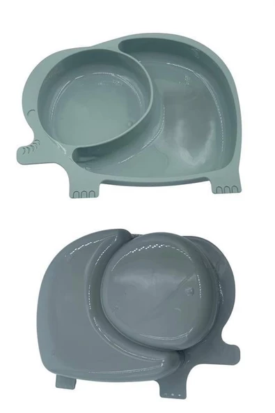 BUFFER® Bebek ve Çocuk için Sevimli Fil Model Desenli Yemek Bebek Mama Kabı Bölmeli Tabak - 10