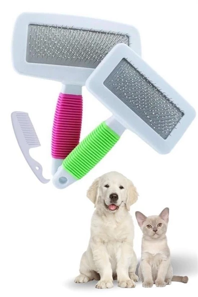 BUFFER® Kedi Köpek Telli Küçük Boy Tüy Bakım Seti Evcil Hayvan Tarama Fırçası - 7